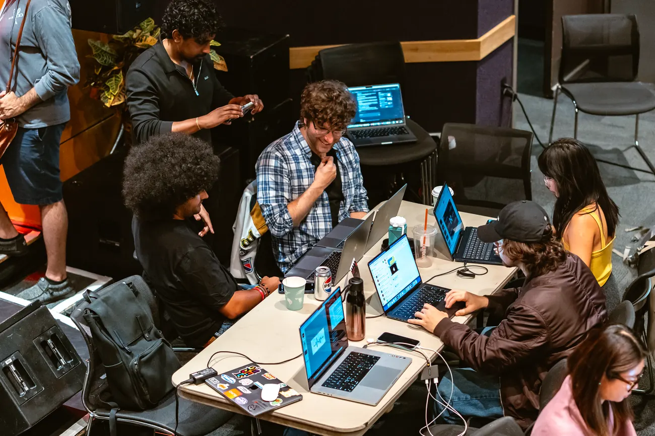 Team working on the AURALINK pipeline during the hackathon