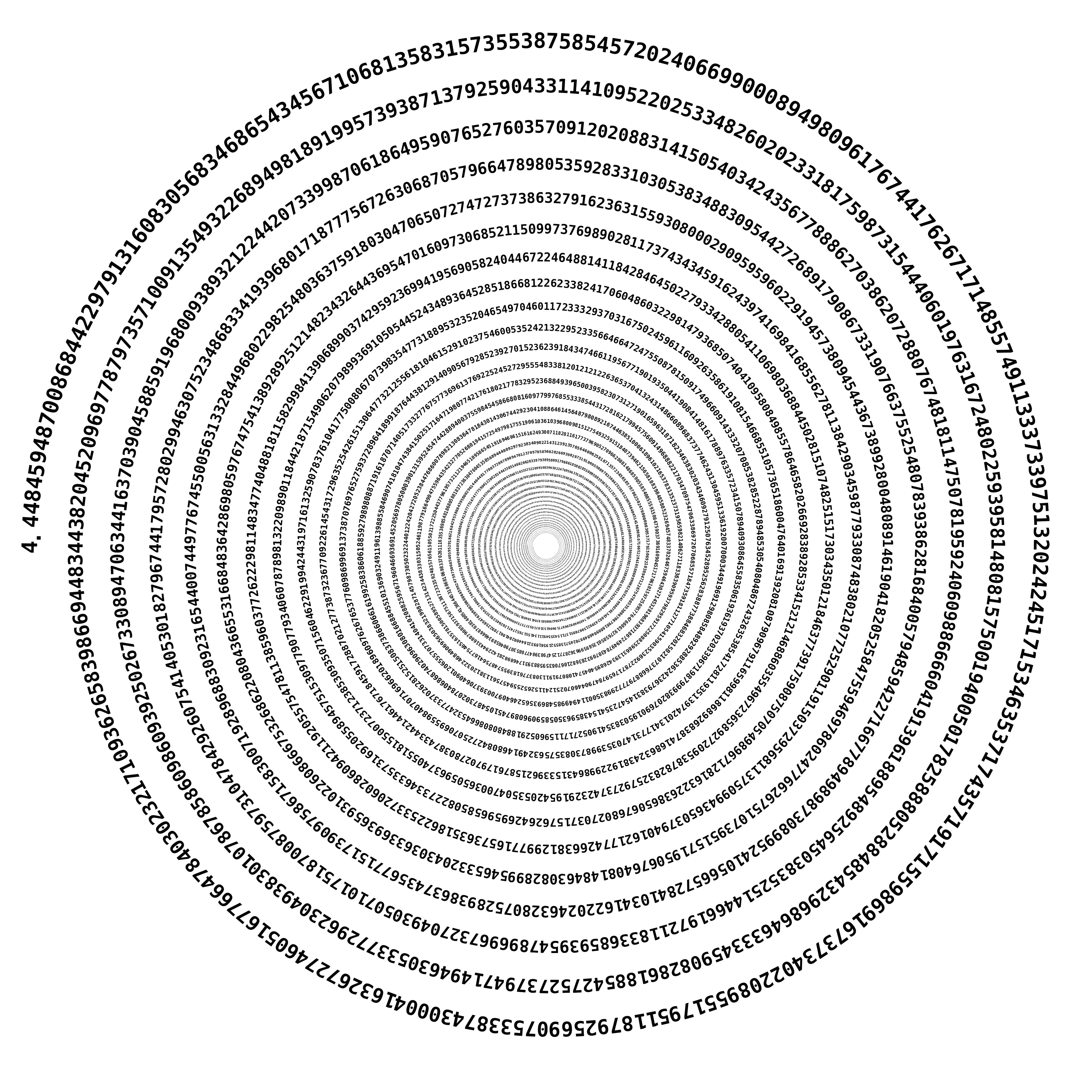 The decimal expansion of J, typeset along the J Spiral
