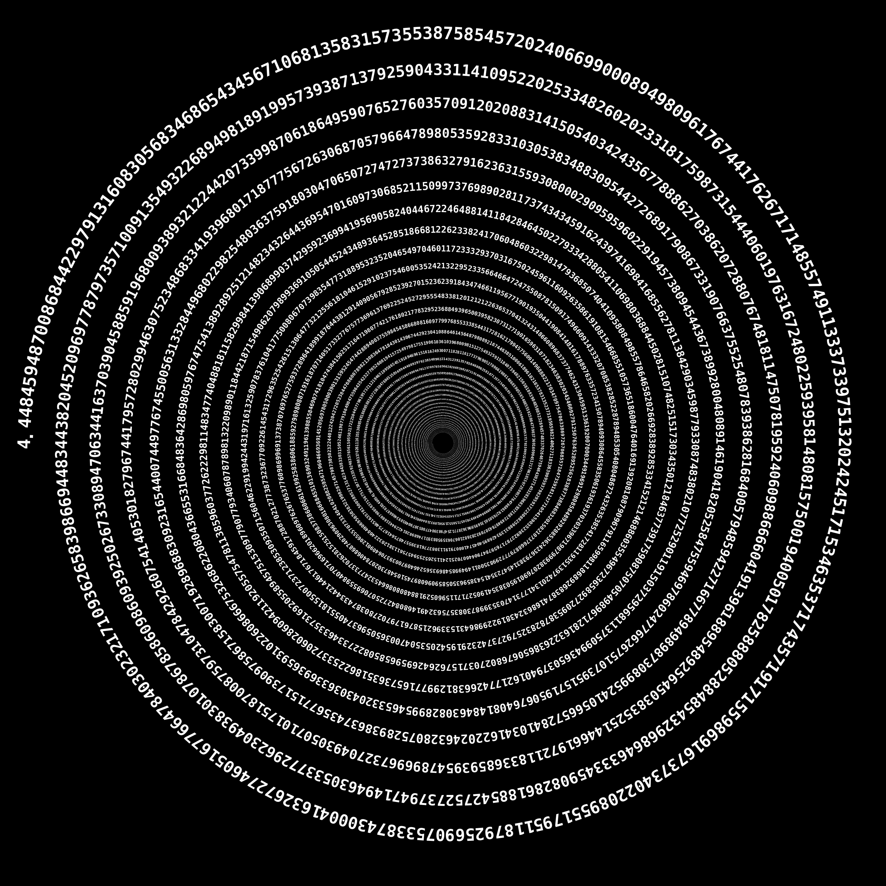 The 10,000-decimal expansion of J, typeset along the J Spiral