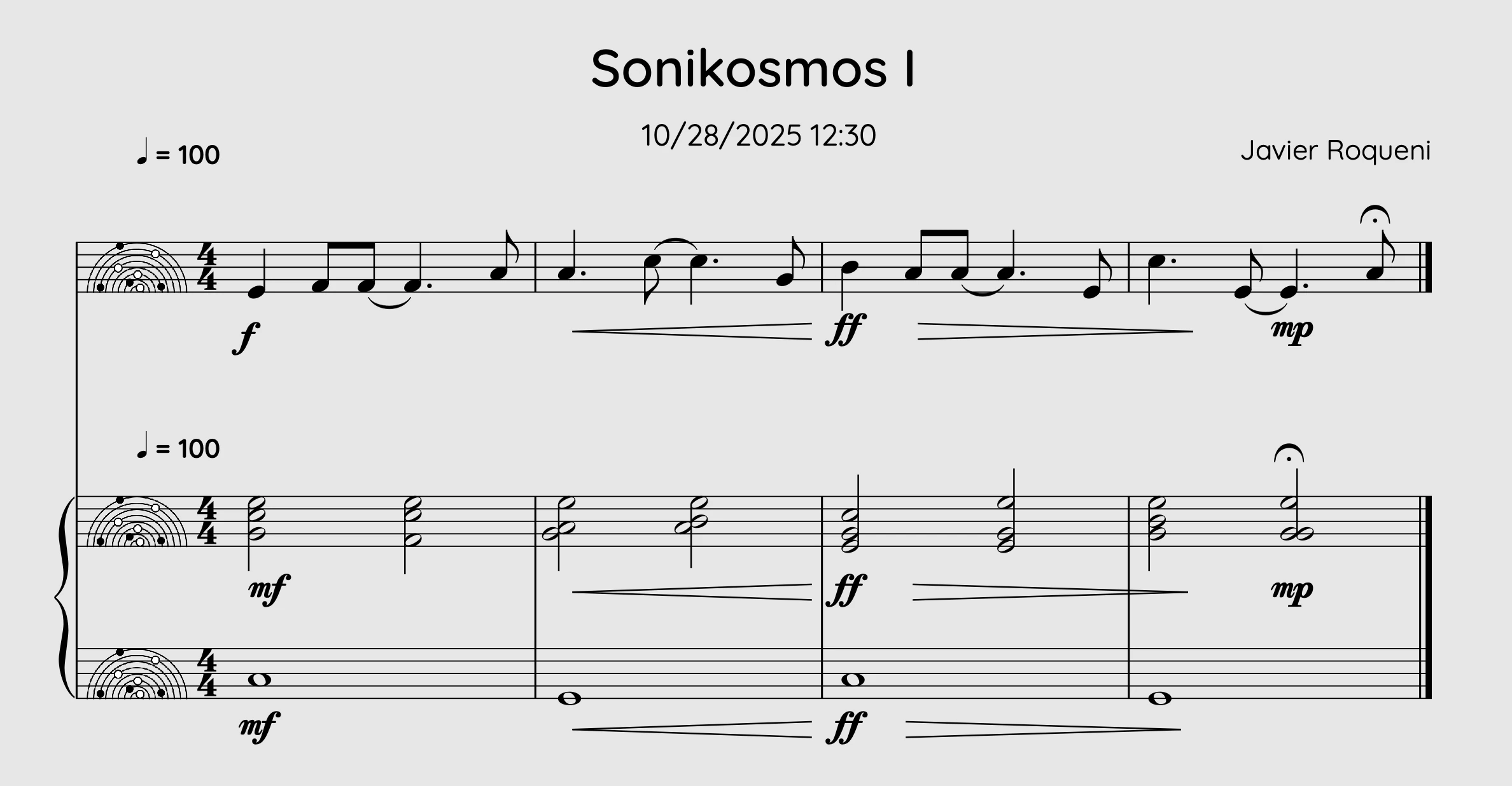 Sonikosmos I, a real composition written using the SOL-ω Orbital Notation system, dated October 2025.
