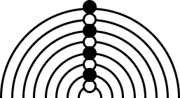 The SOL Clef: nine concentric arcs, one per body, Sun at the center.